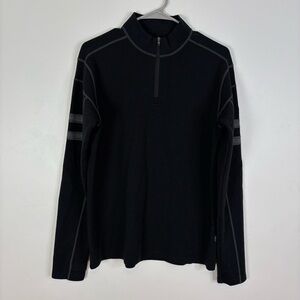 Kuhl Men's 1/4 Zip Black Merino Wool Sweater Gray Accents Large